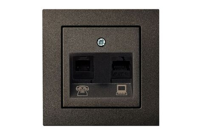 Розетка Телефонная и Компьютерная (RJ11+RJ45) Антрацит LIREGUS EPSILON