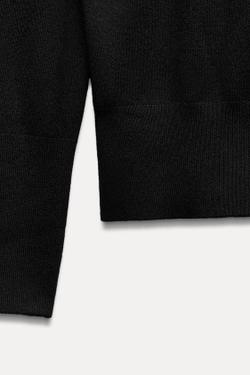 ZARA БАЗОВЫЙ ОДНОТОННЫЙ ДЖЕМПЕР, ЧЕРНЫЙ