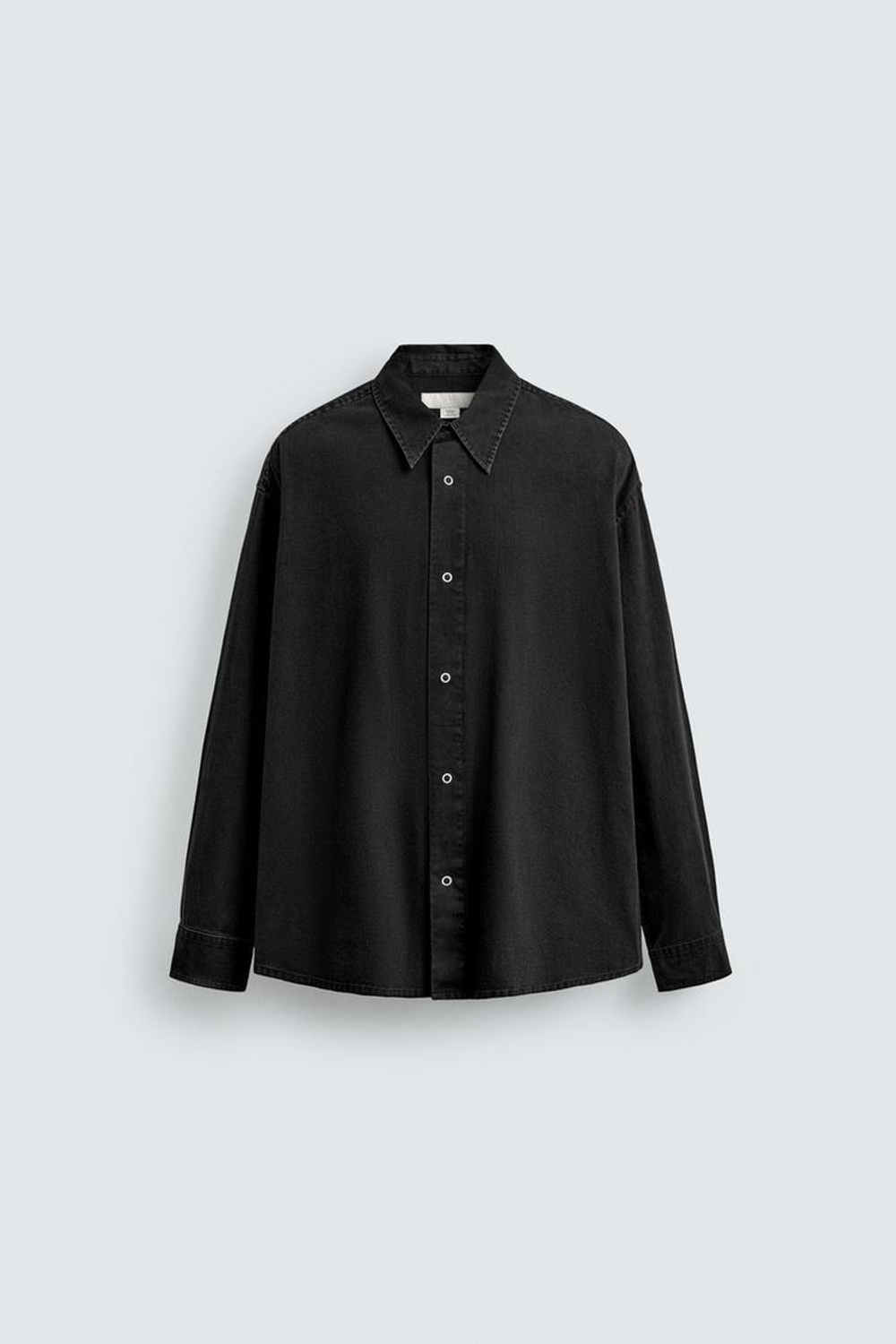 ZARА ХЛОПКОВАЯ РУБАШКА С ЭФФЕКТОМ ПОТЕРТОСТИ, ЧЕРНЫЙ