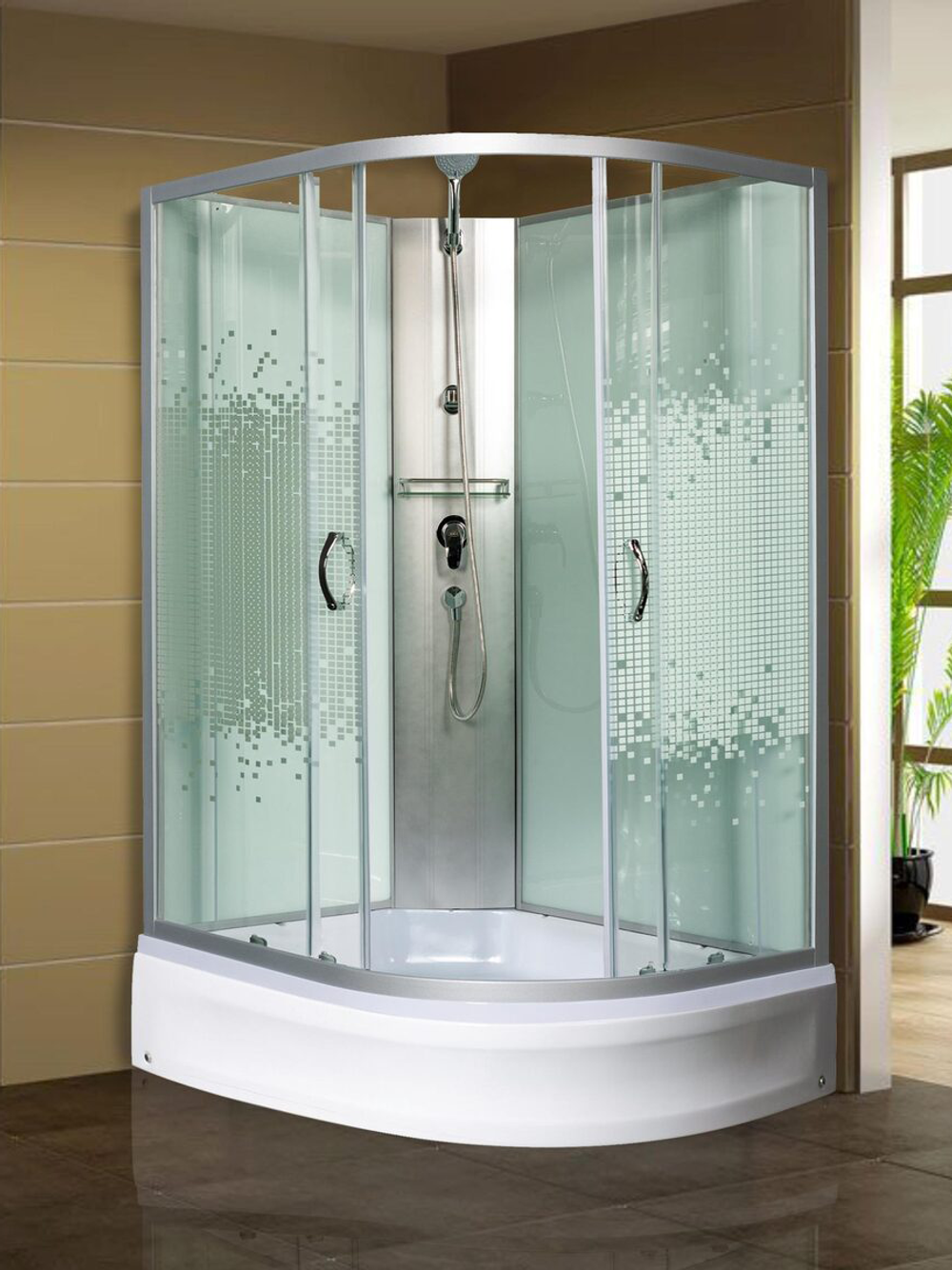 Душевая кабира  МОНОМАХ 10000005809 110/80/24 МЗ L, б/крыши, 1100х800х2060, асимметричная