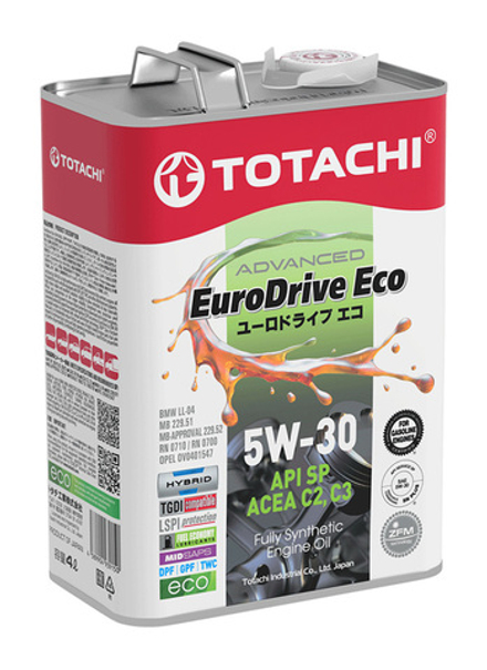 Синтетическое моторне масло TOTACHI EURODRIVE ECO Fully Synthetic 5W-30 API SP, ACEA C2/C3, ILSAC 4л
