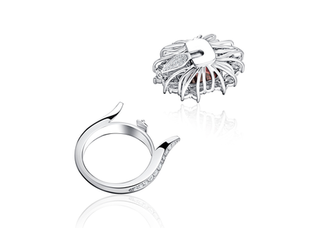 Кольцо-кулон "Трансформер" с турмалином огранки "Кушон" и бриллиантами