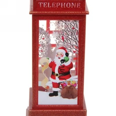 Сувенир с подсветкой Christmas «Телефонная будка - Дед Мороз» 12,5х5,3х5,3 см