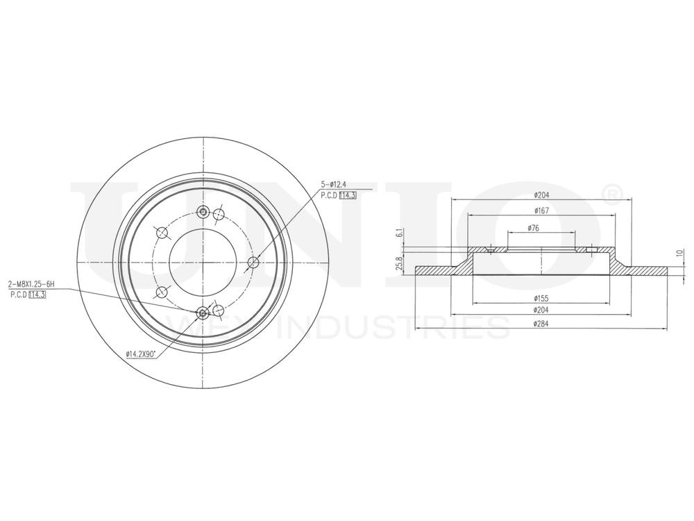 Диск тормозной задний UNIO BRD-20292