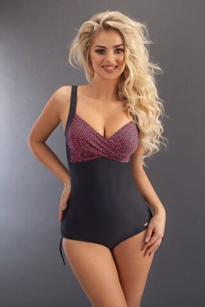 Купальник Valentina с лифом в крапинку (Размер: 40) (Цвет: серый с красным)