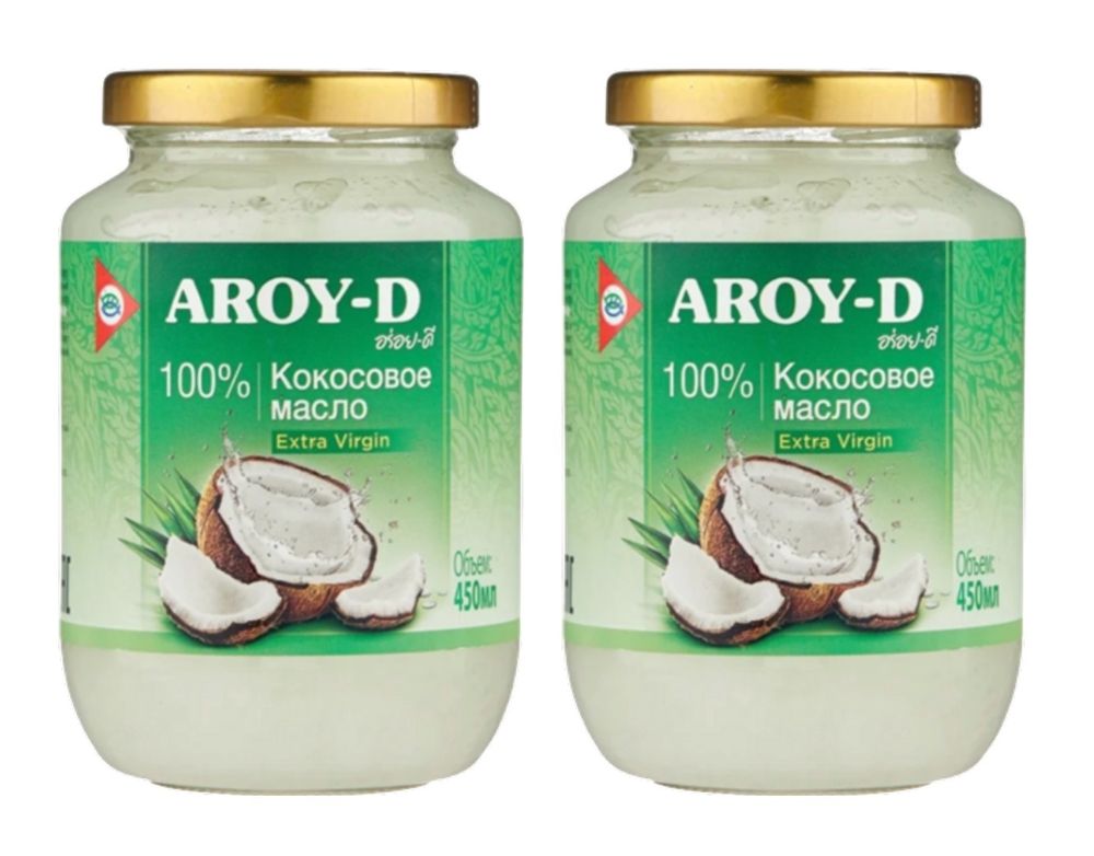 Aroy-D Масло 100% кокосовое (extra virgin), 450 мл 2 шт