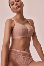 Супер пуш-ап бюстгальтер Glow (Размер: 65G) (Цвет: пудровый)