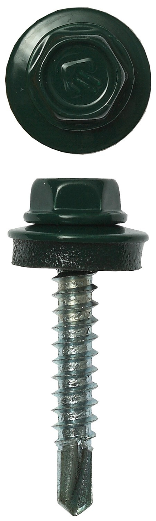 Саморезы СКД кровельные, RAL 6005 зеленый насыщенный, 35 х 4.8 мм, 380 шт, для деревянной обрешетки, ЗУБР Профессионал