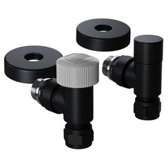 Набор термостатический угловой Royal Thermo Design Pro 15мм М30х1,5 (Черный)