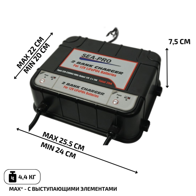Зарядное устройство SEA-PRO ТЕ4-0260А (2х12В LiFePo4)