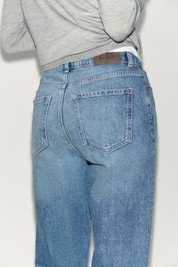 ZARA ДЖИНСЫ Z.05 MOM FIT RIGID С ВЫСОКОЙ ПОСАДКОЙ, ВЫЦВЕТШИЙ СИНИЙ
