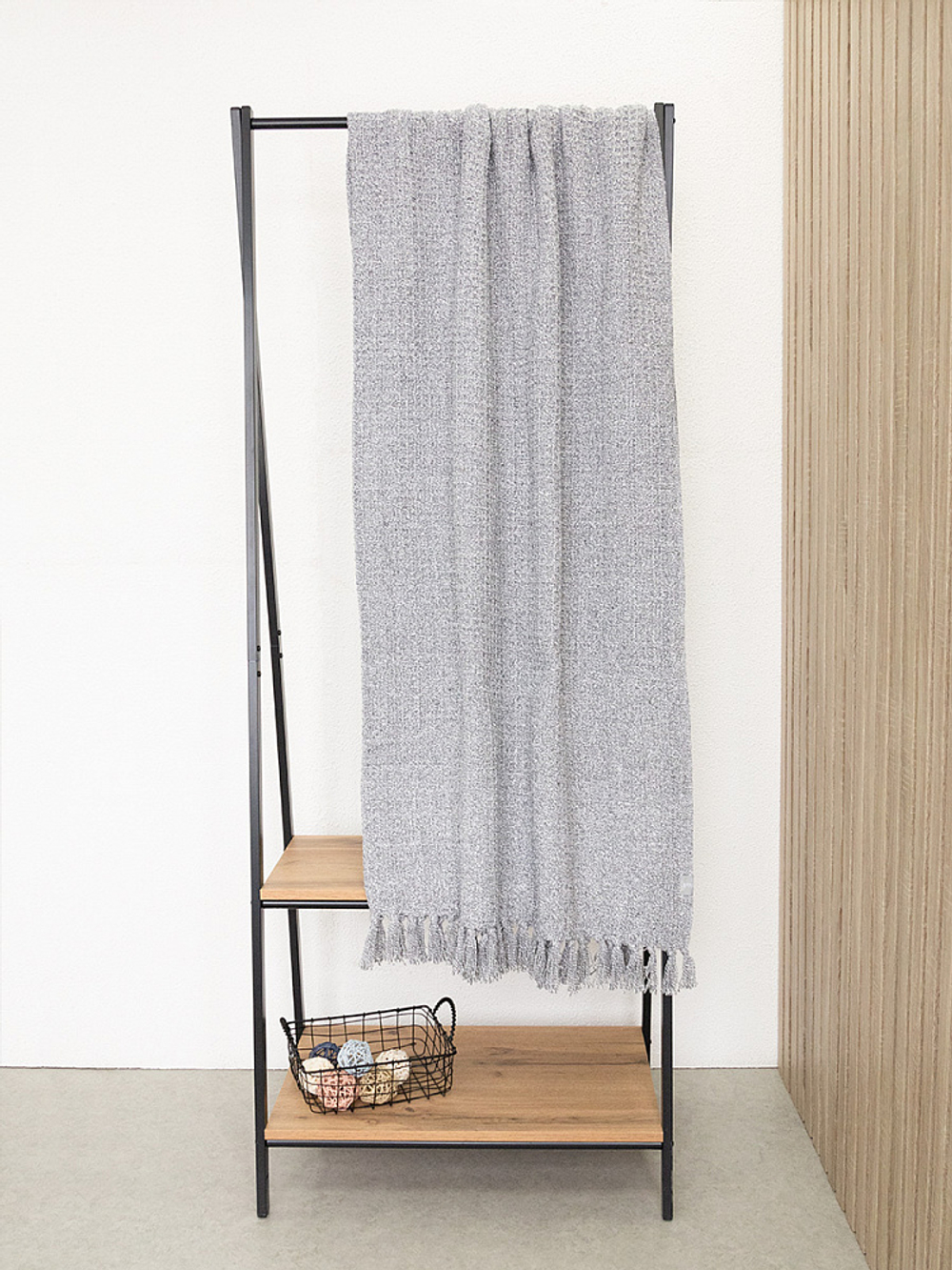 Покрывало DeNASTIA вафельное меланж 150x200 хб100% серый Индия