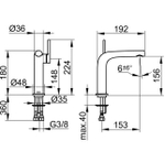 Cмеситель для умывальник KEUCO EDITION 400 150мм, без гарнитуры, бронза шлифованная