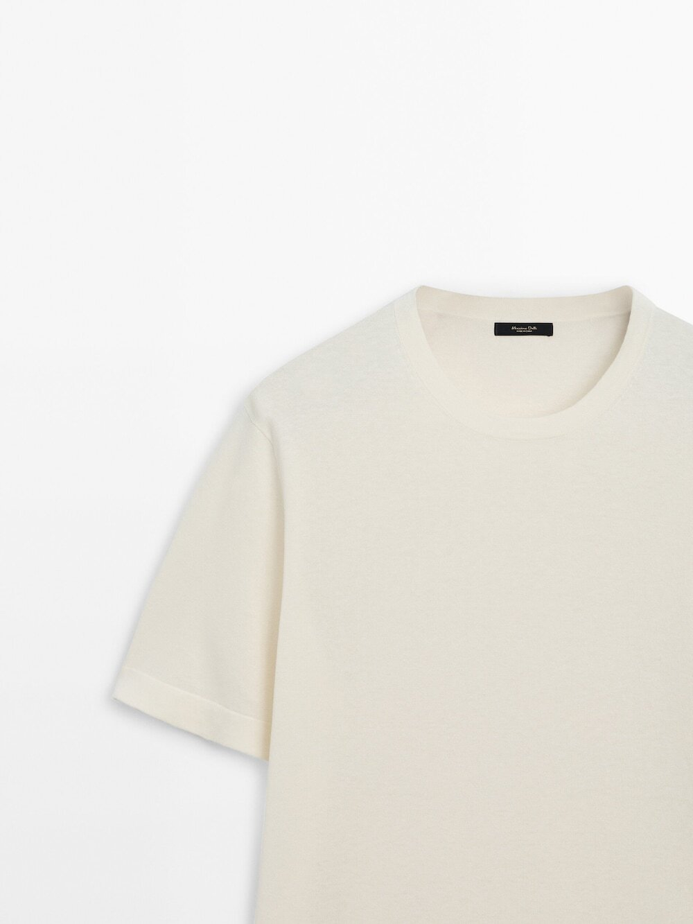 Massimo Dutti Футболка с круглым вырезом, натуральный, кремовый