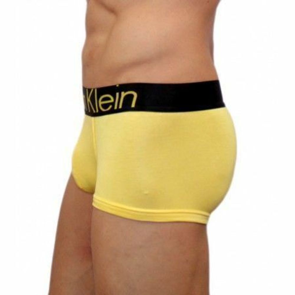 Мужские трусы хипсы желтые с черной резинкой Calvin Klein Steel Yellow Black Waistband Boxer