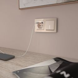 Выключатель одноклавишный с подсветкой без рамки Werkel айвори акрил W1110143