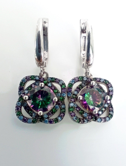 Серьги Эстерелла с мистическим кварцем, из серебра 925*, родированные/Ф