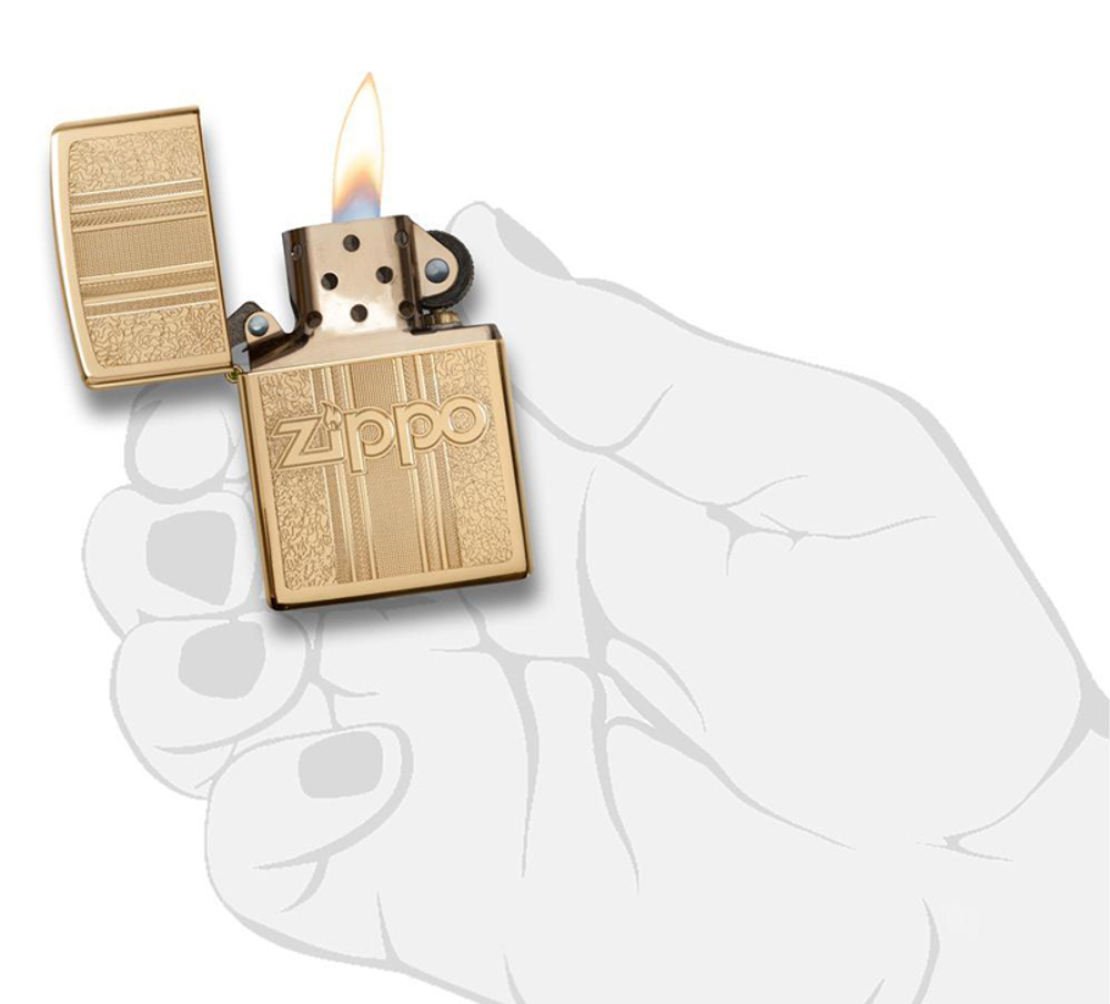 Зажигалка Zippo Classic с покрытием High Polish Brass, латунь/сталь, золотистая, 36x12x56 мм