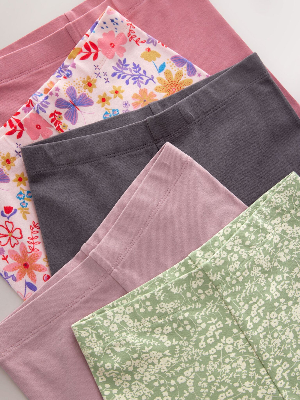 Легинсы для девочки Next E61-329, 5 шт., Розовый, Темно-серый, Зеленый