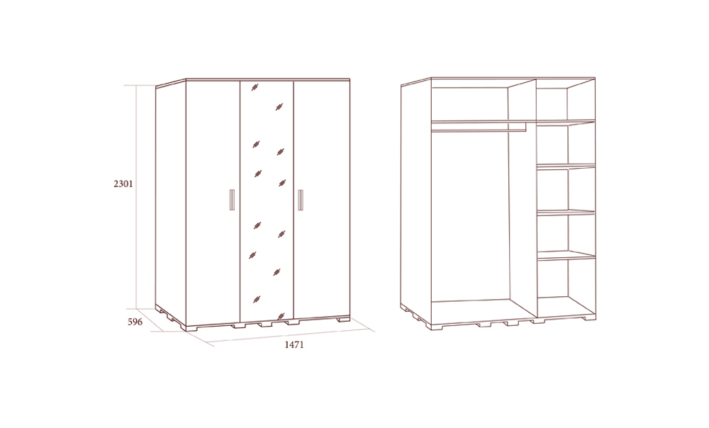 КАНАЛЕТТО Спальня. Шкаф 3-х дверный