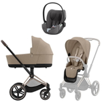 Коляска Cybex Priam IV Rosegold complete Cloud T Mirage Grey Plus Base T 3 в 1 Cozy Beige