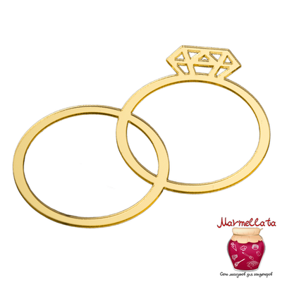 Топпер без шпажки "Кольца", цвет золотой, 9*6 см