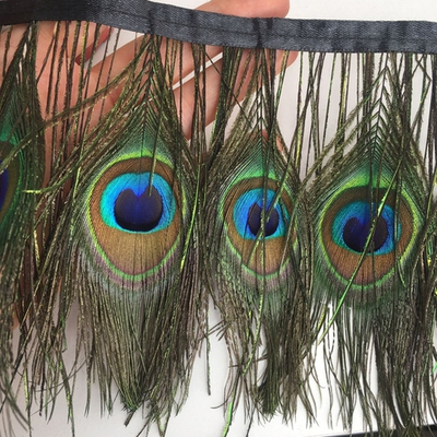 Перья на ленте. Длина пера 8-10см. Стоимость за сантиметр. «Павлин» натуральный.