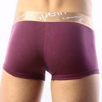 Мужские трусы боксеры фиолетовые с косой резинкой Calvin Klein Bronze Italics Boxer Burgundy