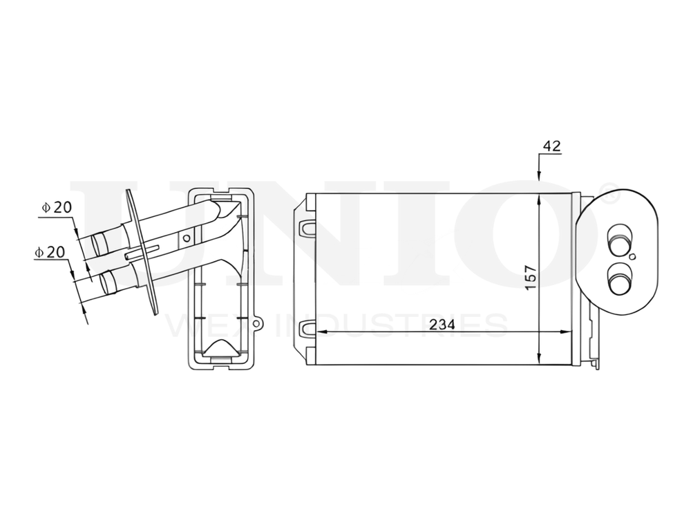 Радиатор отопителя UNIO RAD-20022