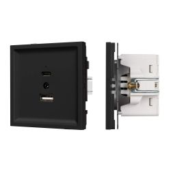 Механизм USB розетки SCT-TENDO-MUAC-SFPL-BK (5V, 3A, QC3) (Arlight, Матовый черный) 054536