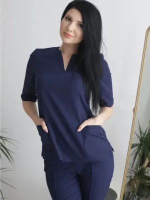 Рубашка медицинская стрейч темно-синяя