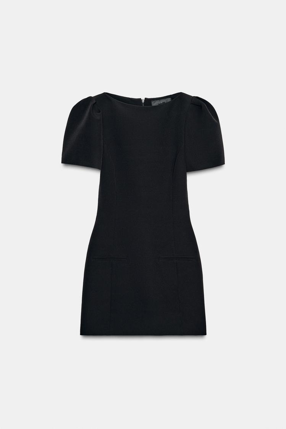 ZARA КОРОТКОЕ ПЛАТЬЕ СО СКЛАДКАМИ И КАРМАНАМИ, ЧЕРНЫЙ