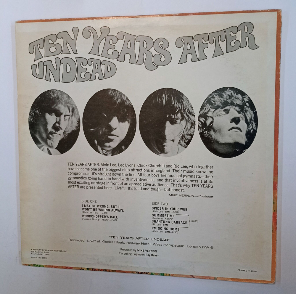 Винтажная виниловая пластинка LP Ten Years After Undead (USA 1968)
