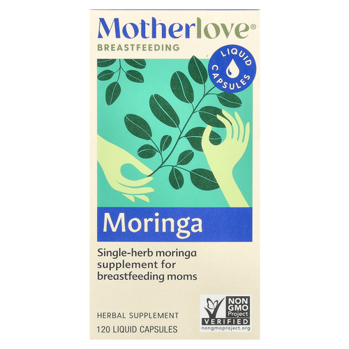 Motherlove, грудное вскармливание, моринга, 120 капсул с жидкостью (579 мг в 1 капсуле)