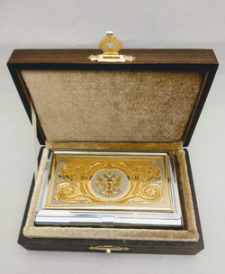 Визитница металлическая персональная "Герб РФ" №1