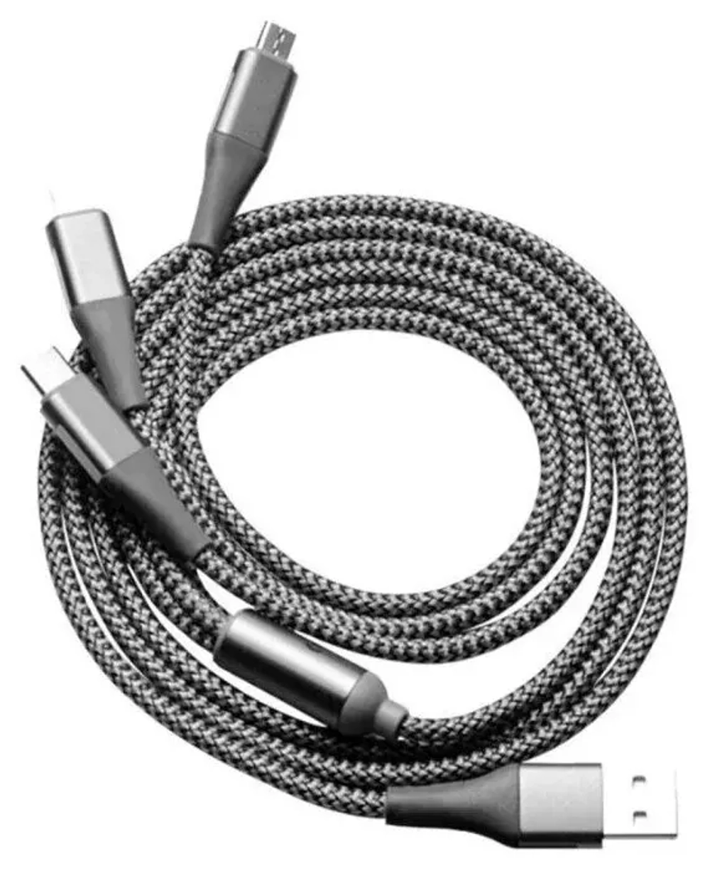 Кабель (3 в 1) micro/lightning/type C 1m (WDC-015)(VK) King kong 2.1А silver