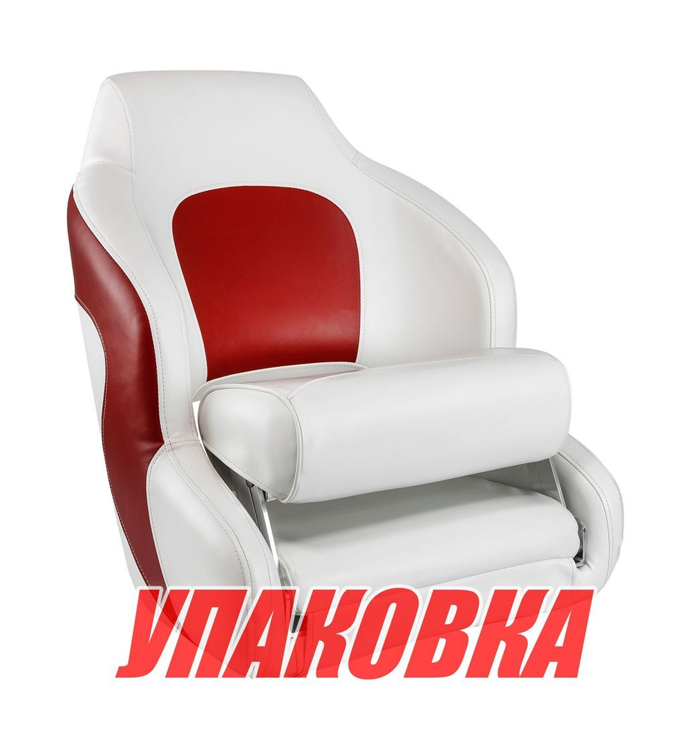 Кресло с болстером Premium Captain's Bucket, обивка винил, цвет белый/красный, Marine Rocket (упаковка из 10 шт.)