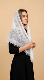 Оренбургский пуховый платок-паутинка А100-02 экрю