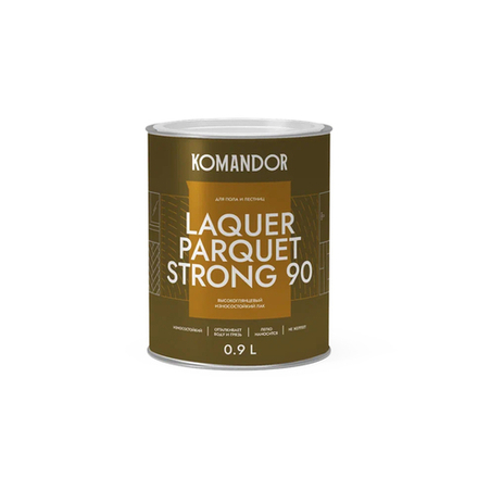 Лак для пола и лестниц Komandor Laquer Parquet Strong 90, высокоглянцевый, база С, бесцветный, 0,9 л