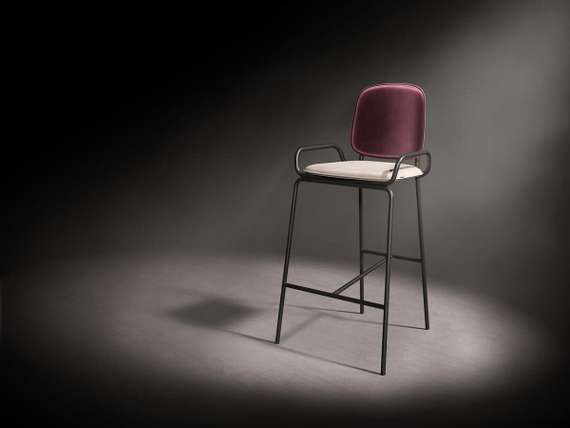 Барный стул Ror, 2 Frame, пурпурный/серый велюр