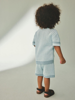 Кардиган вязаный с коротким рукавом и шорты вязаные в комплекте для мальчика Next AA9-516, Голубой