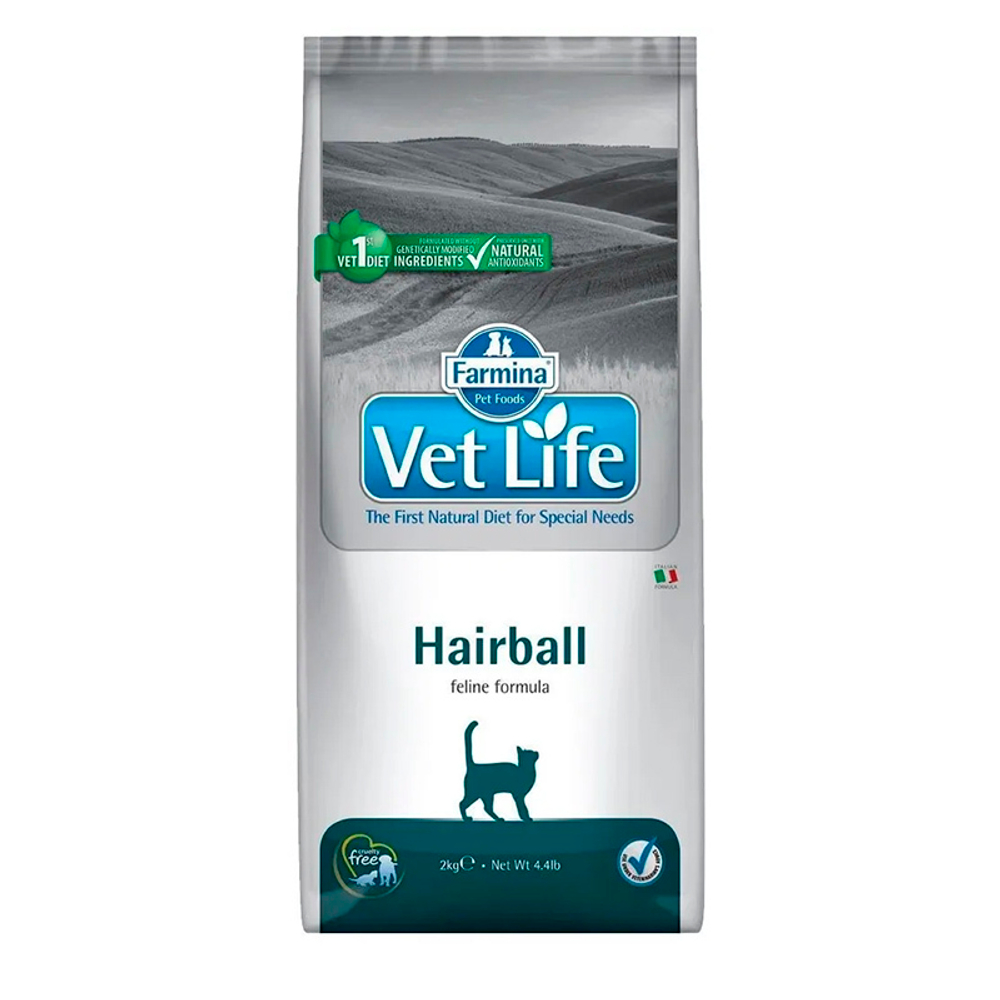 Сухой корм Farmina Vet Life Cat Hairball 2 кг для взрослых кошек для выведения шерстяных комочков