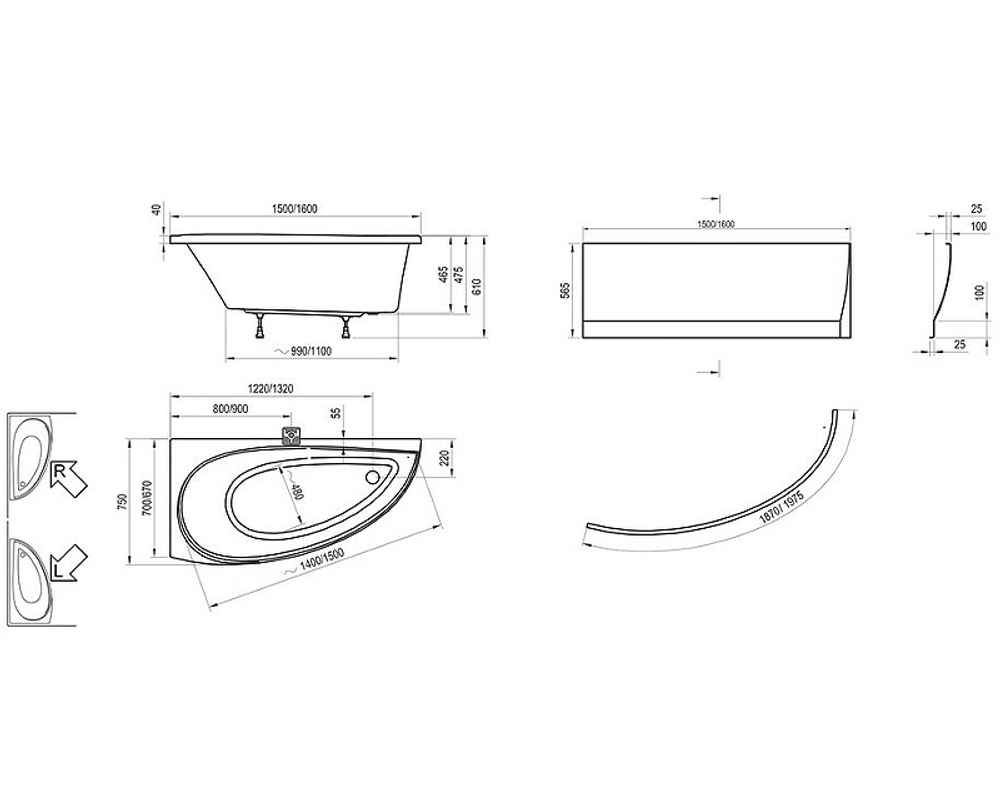 Акриловая ванна Ravak Avocado 150x75 R CS01000000 без гидромассажа