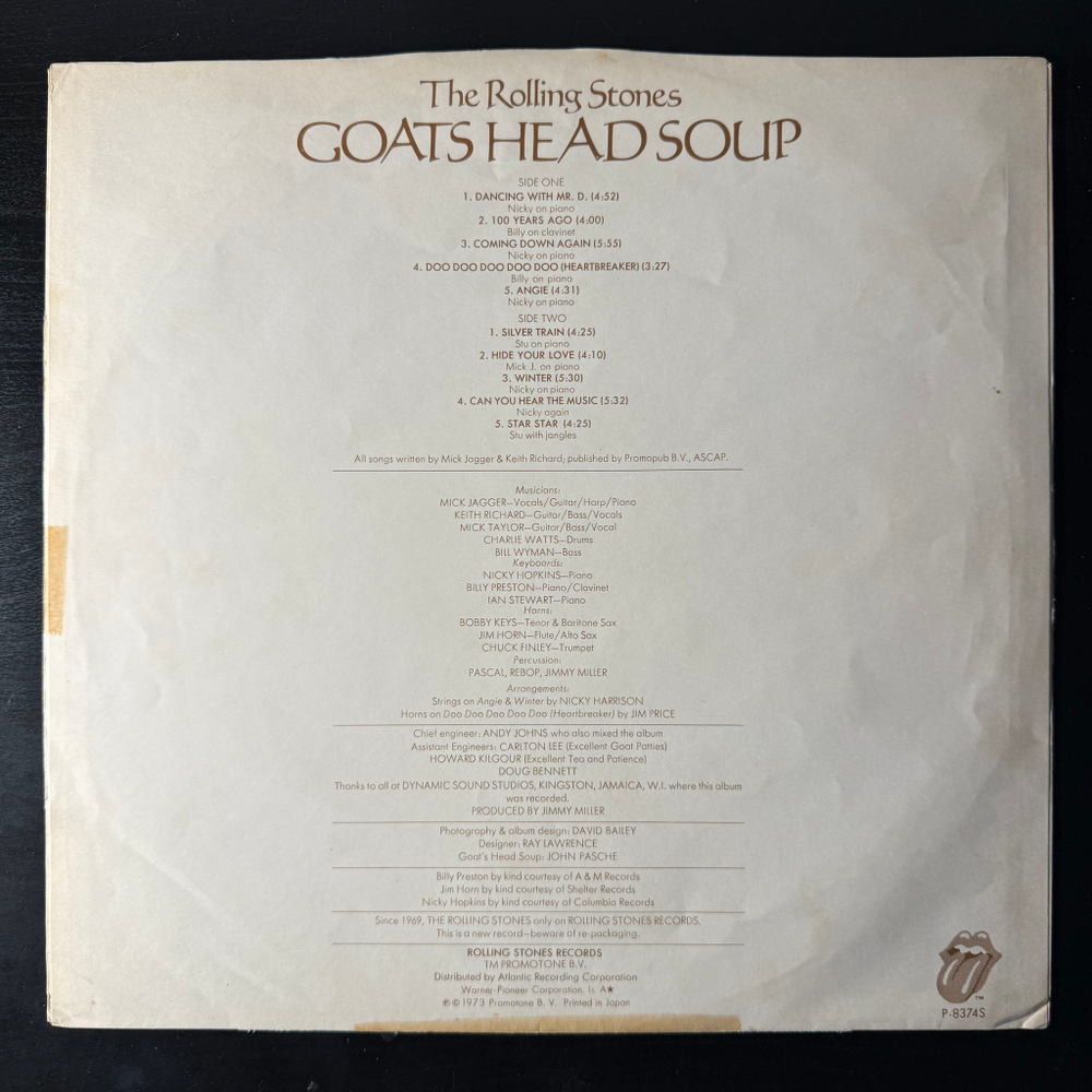 The Rolling Stones ‎– Goats Head Soup (Япония 1974г.)