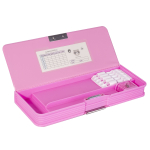 Пенал 2 отделения Alingar, пластик/пвх, точилка, 85 х 230 мм, "Единорог", розовый