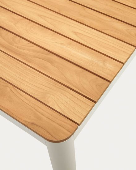 Bona Уличный стол из алюминия в белой отделке и тикового дерева 160 x 90 см Испания La Forma