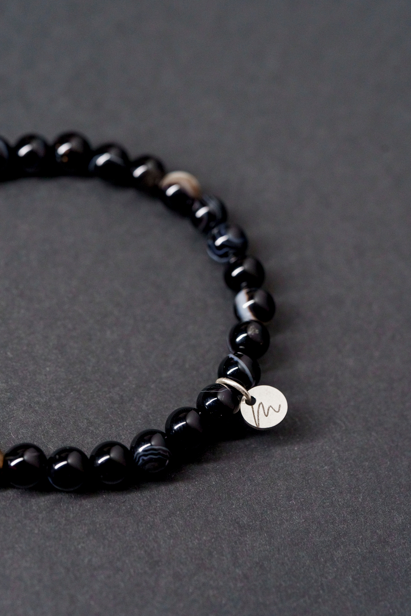 Браслет "Memo about Balance" из агата 6 мм с подвеской