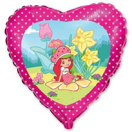 Ф СЕРДЦЕ С РИС 18" Девочка Клубничка в цветах