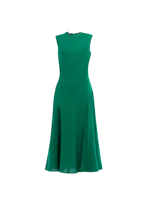 Льняное платье без рукавов зеленое 05-02-25 SS