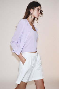 ZARA КАРДИГАН ИЗ ТОНКОГО ТРИКОТАЖА, ЦВЕТ МАЛЬВЫ